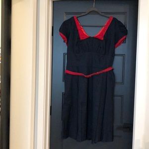 Pinupgirl Clothing Dorothy dress navy with red 2X
